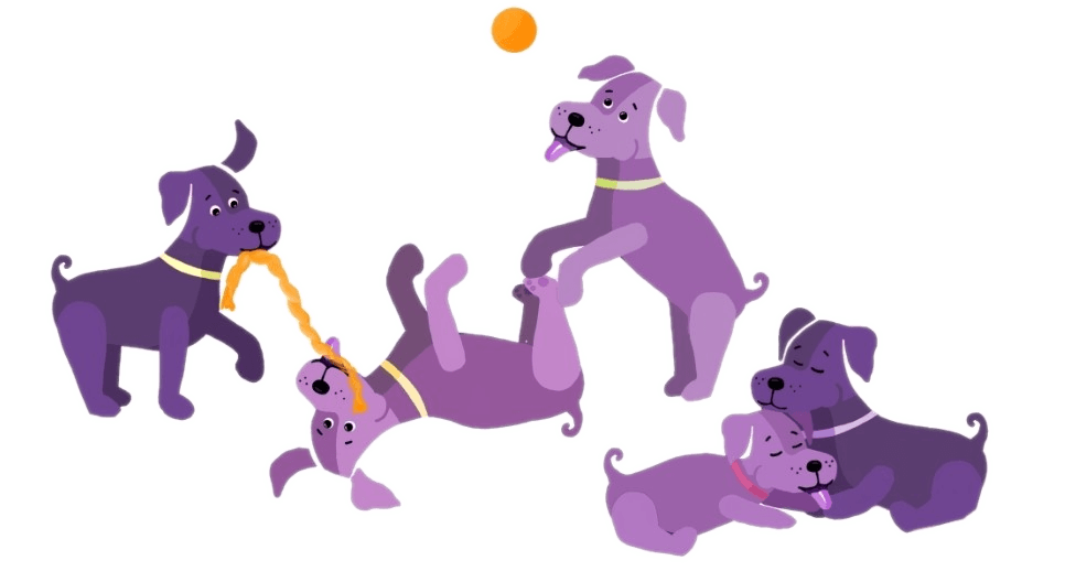 Playful dogs illustration